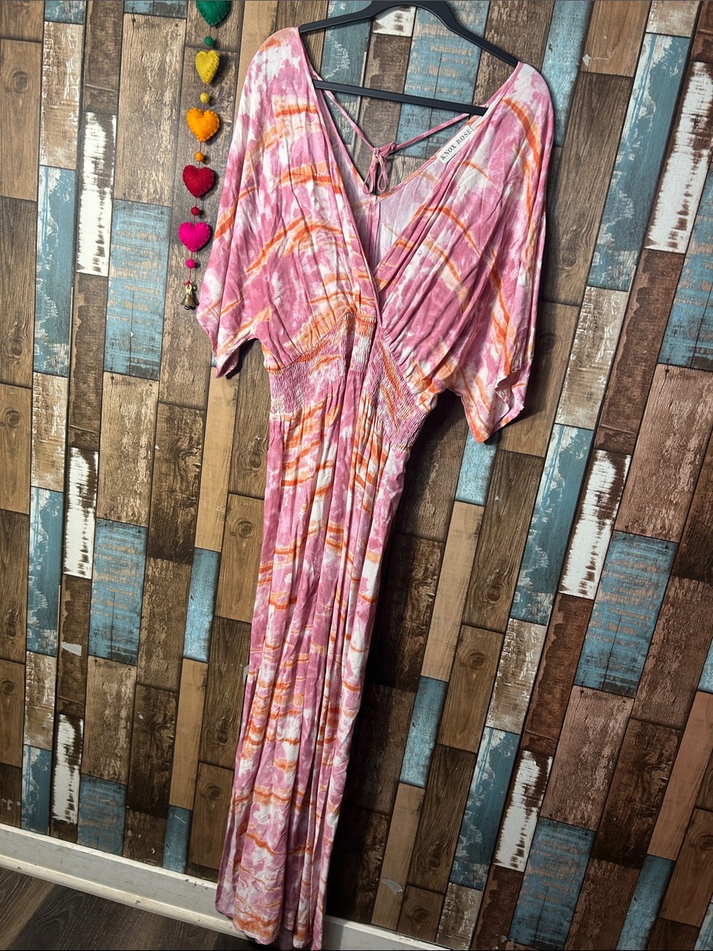 Knox Rose Pink and Orange Tie-Dye Maxi Dress